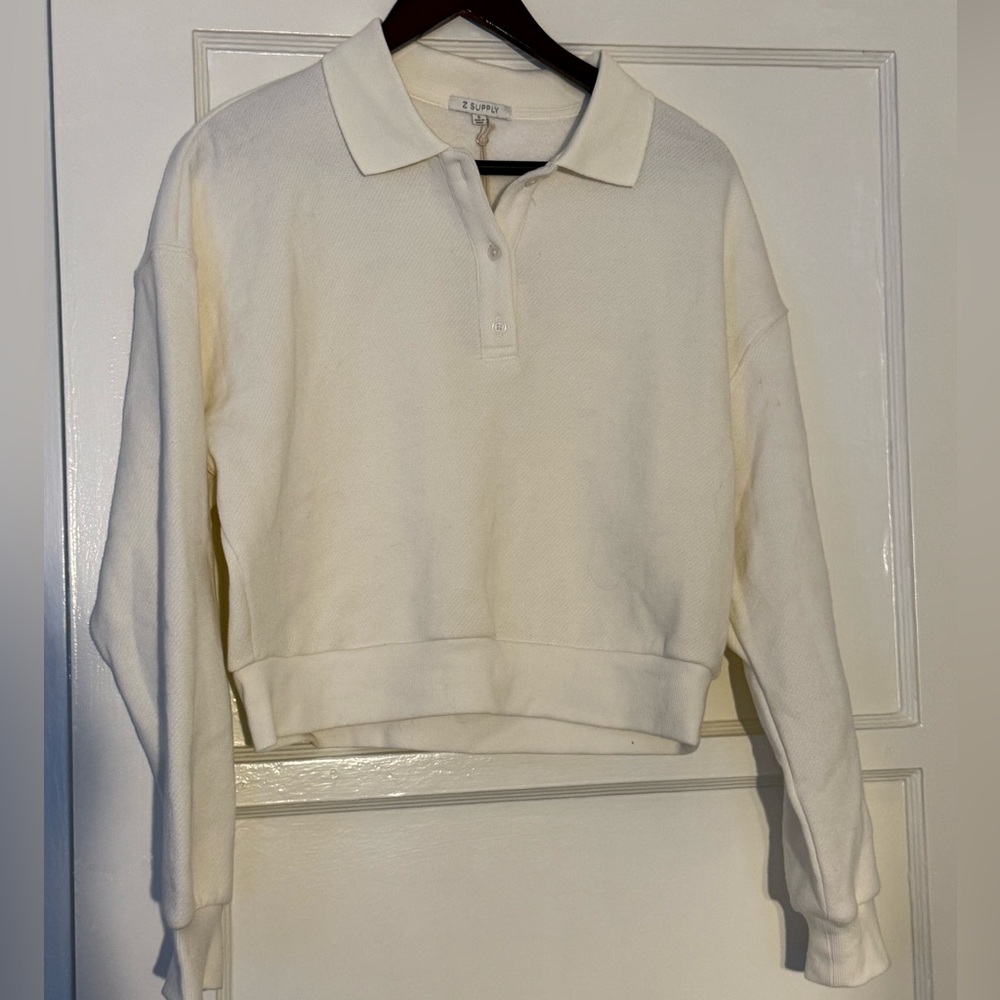 Z Supply Cream Polo Neck Sweater